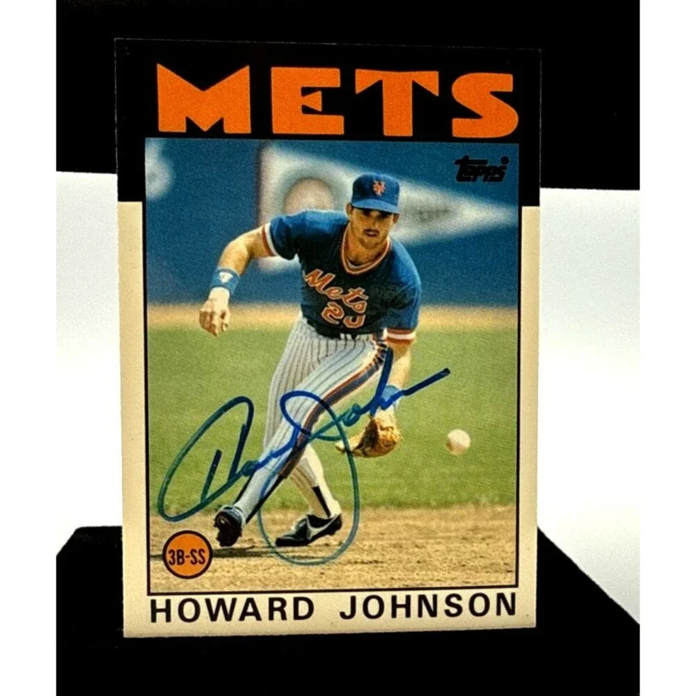 Sid Fernandez, Howard Johnson & Dave Johnson  Signed 1989 TOppdNY Mets 1986